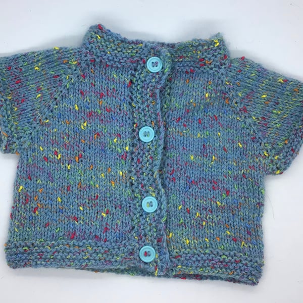 Blue Multicoloured Fleck Baby Cardigan 3-6 months 