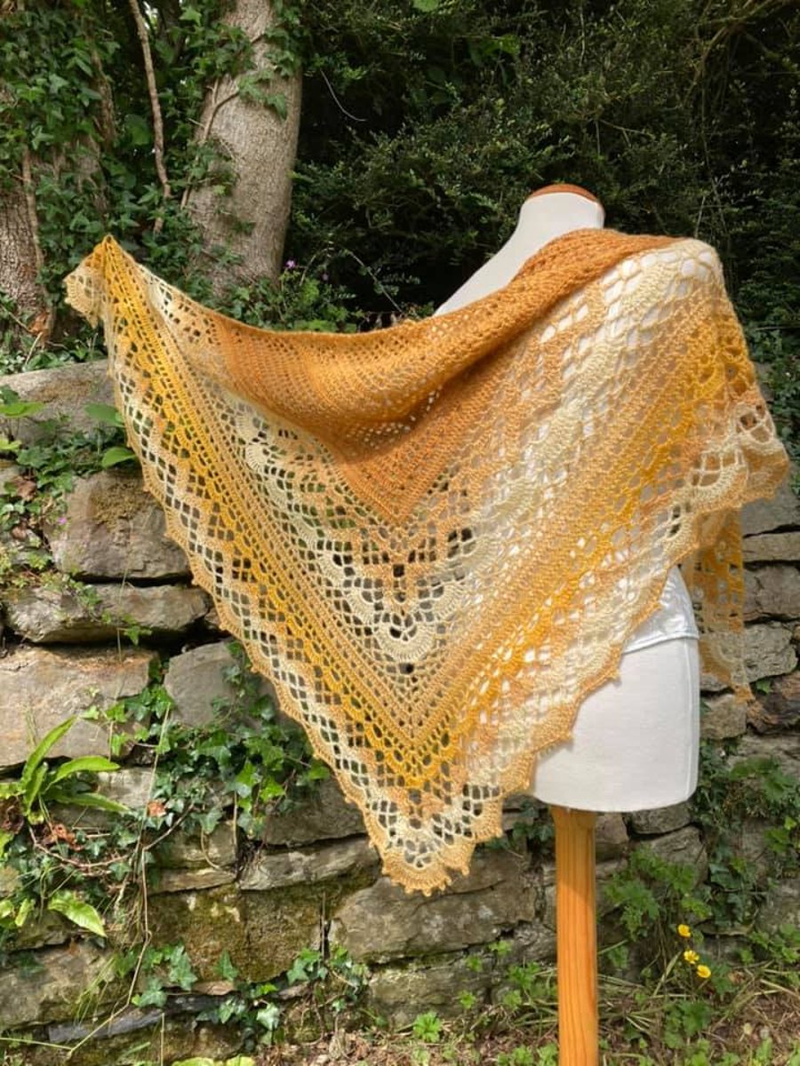 Midsummer Gold Handmade Lace Shawl