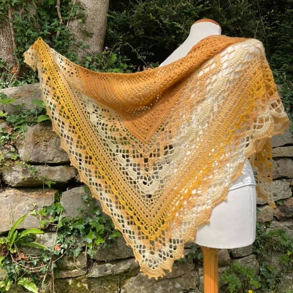 Midsummer Gold Handmade Lace Shawl