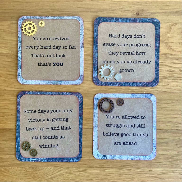 Set of 4 Inspirational Quote Cards – Encouragement & Mental Health Affirmation 