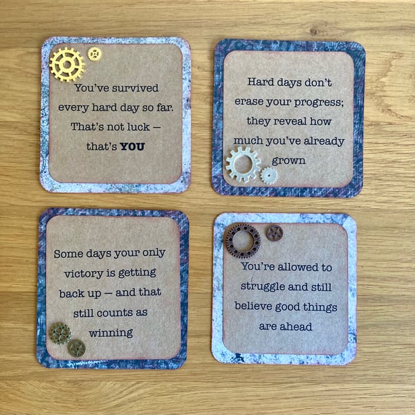 Set of 4 Inspirational Quote Cards – Encouragement & Mental Health Affirmation 