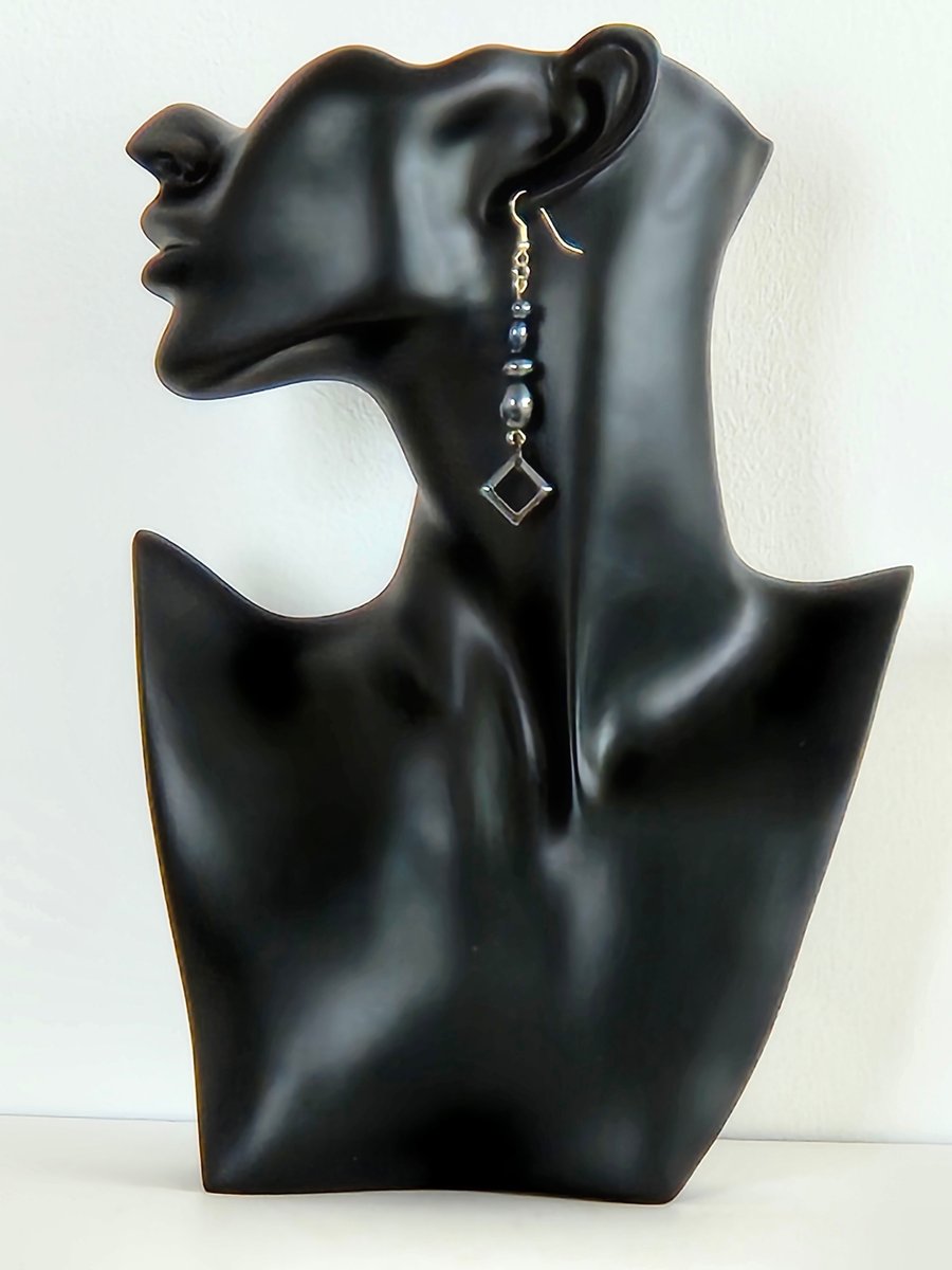 Handcrafted hematite dangle earrings