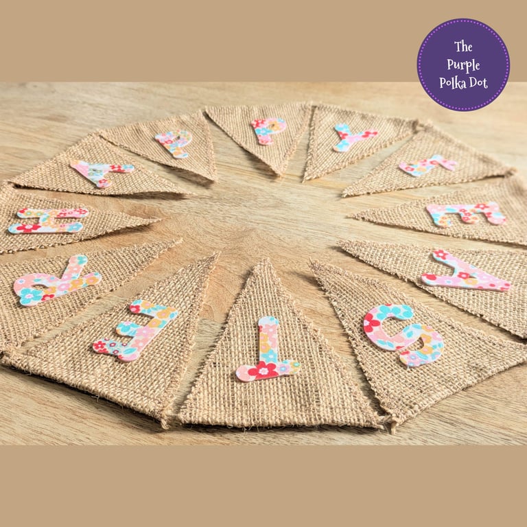Happy Easter bunting handmade from hessian and fabric felt