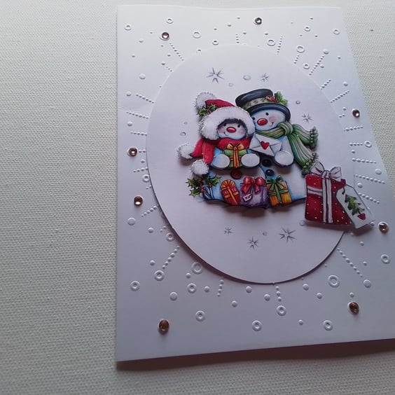 Christmas card. Snowman Christmas card. Ref 242