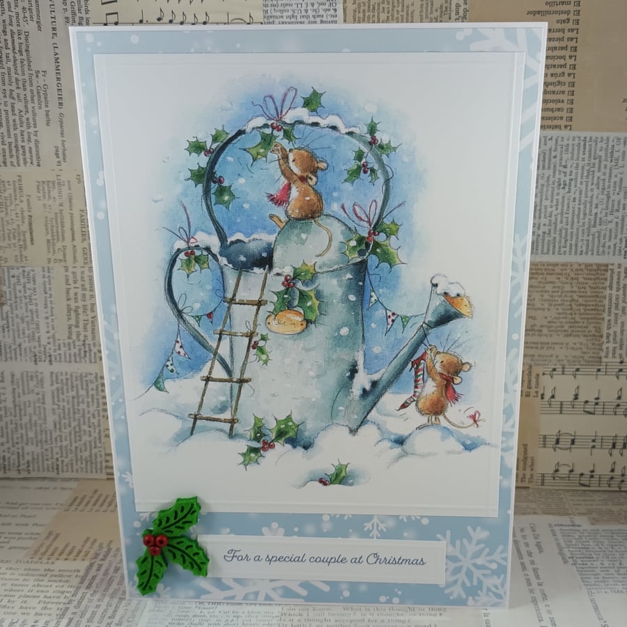 Cute mice Christmas card for a special couple