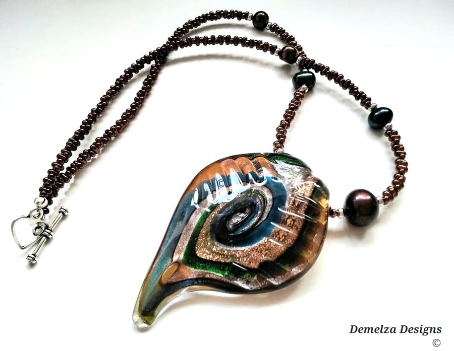 Murano Glass, Baroque Pearl & Seed Bead Necklace 'ONE OFF'