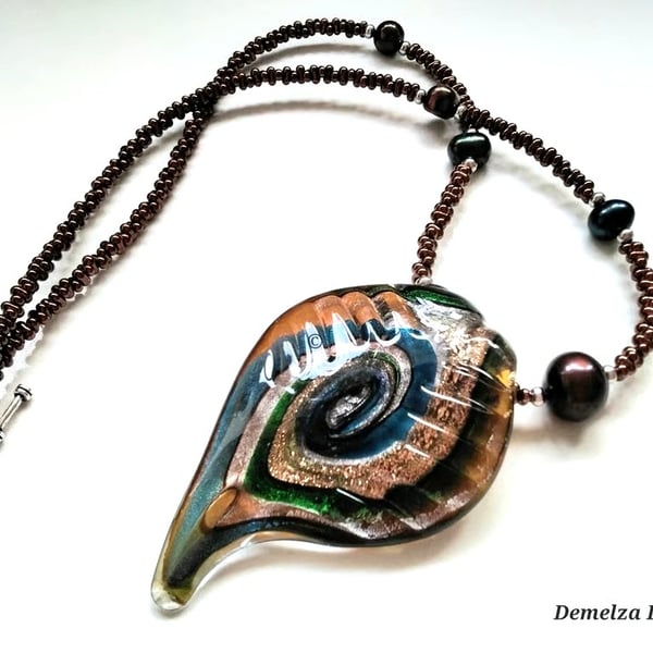 Murano Glass, Baroque Pearl & Seed Bead Necklace 'ONE OFF'