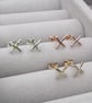 Handmade 9ct yellow, white or rose gold cross kiss stud earrings - Image 2