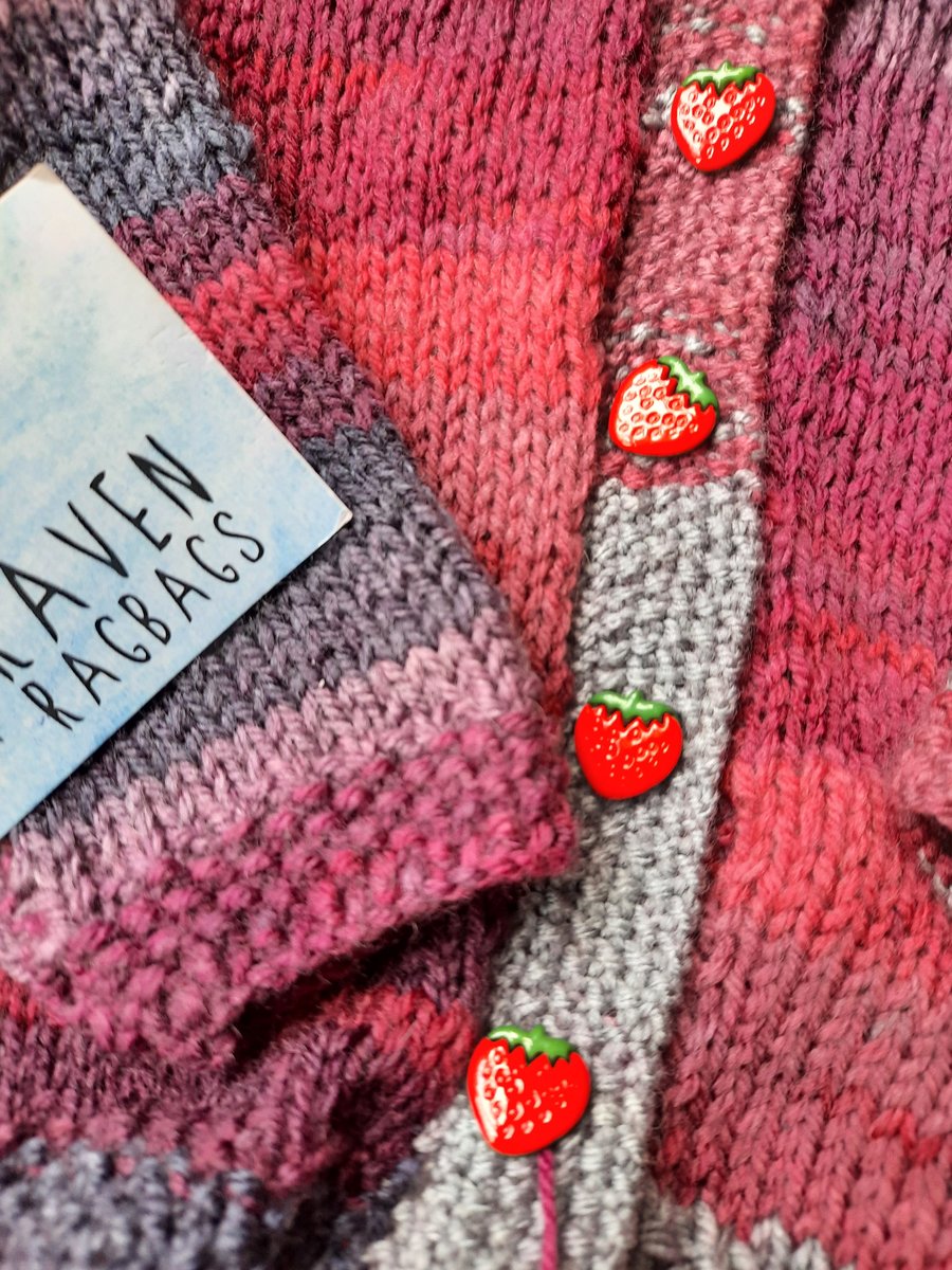 Strawberry hand knitted baby hoody