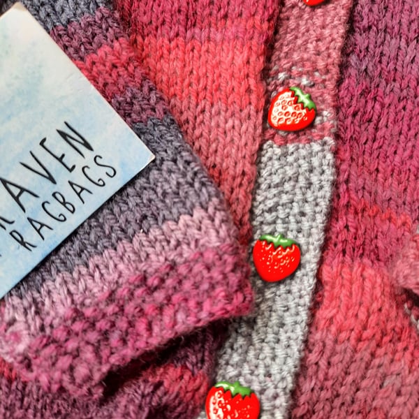 Strawberry hand knitted baby hoody