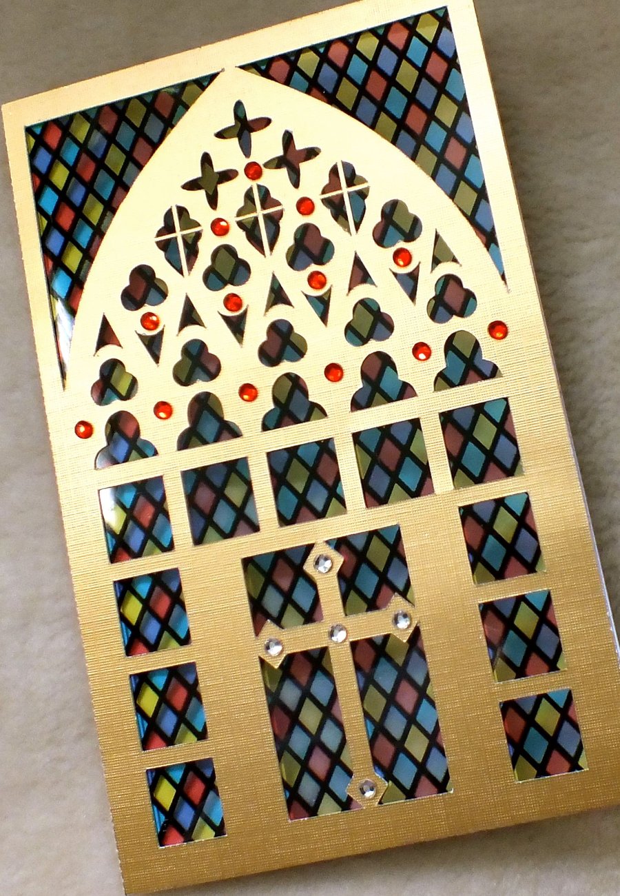 Luxury Handmade Sympathy Church Window Card