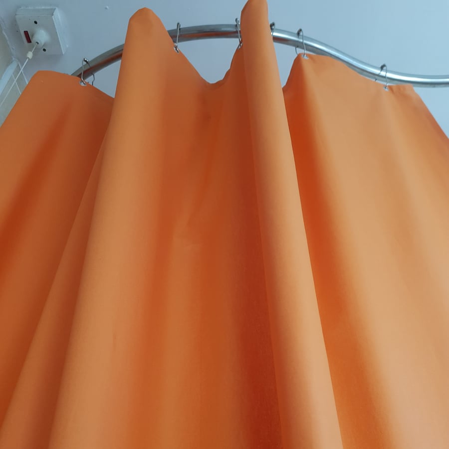 Orange Organic Cotton Shower Curtain, washable