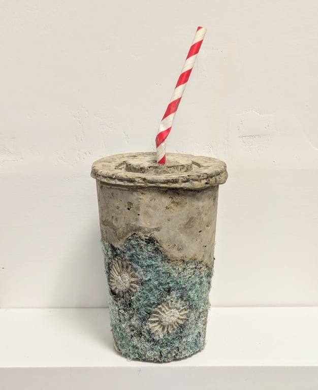 Beached Milkshake - sculpture from recycled materials 