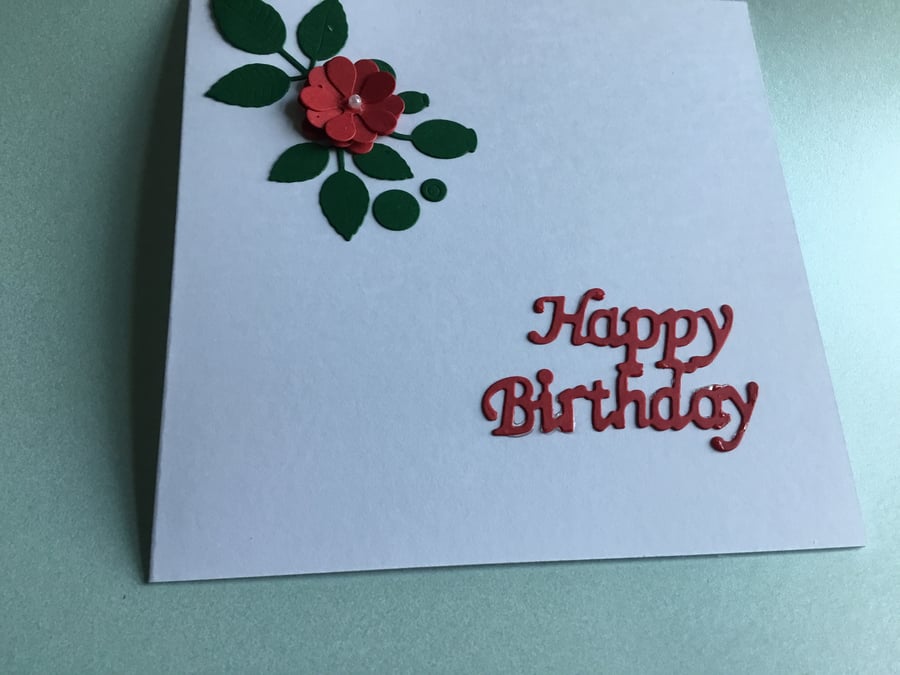 Pretty handmade rose Birthday card. CC320