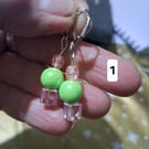 Wicked themed handmade earrings, pink and green