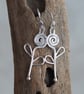 Silver Spiral Flower Dangle Earrings - Image 3