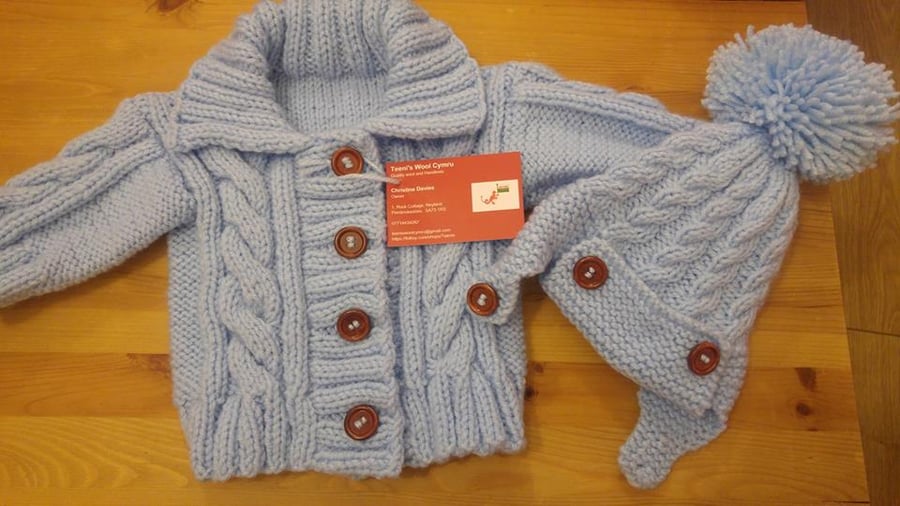 Aran jacket and hat set