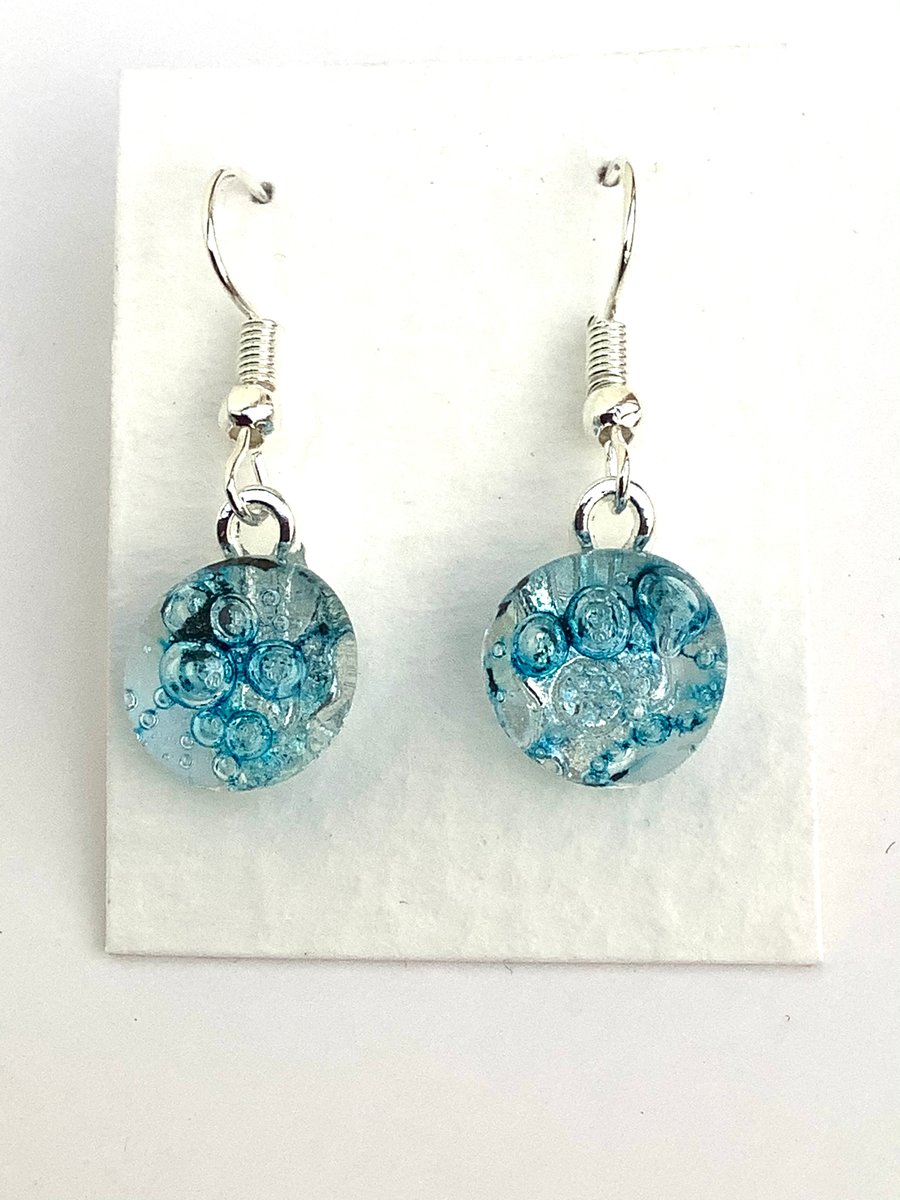 Blue bubble Glass Earrings