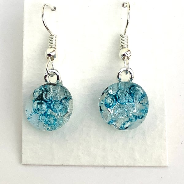 Blue bubble Glass Earrings