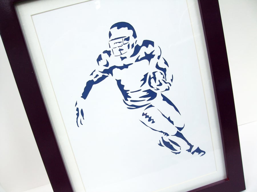 Paper cut Art - American Football Picture, Football Player, Sport Art, Artwork