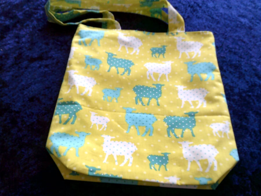 Sheep on Lime Green Project Bag
