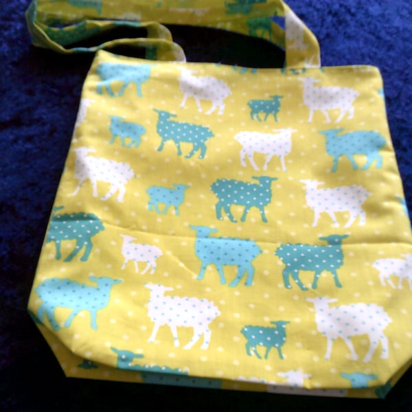 Sheep on Lime Green Project Bag