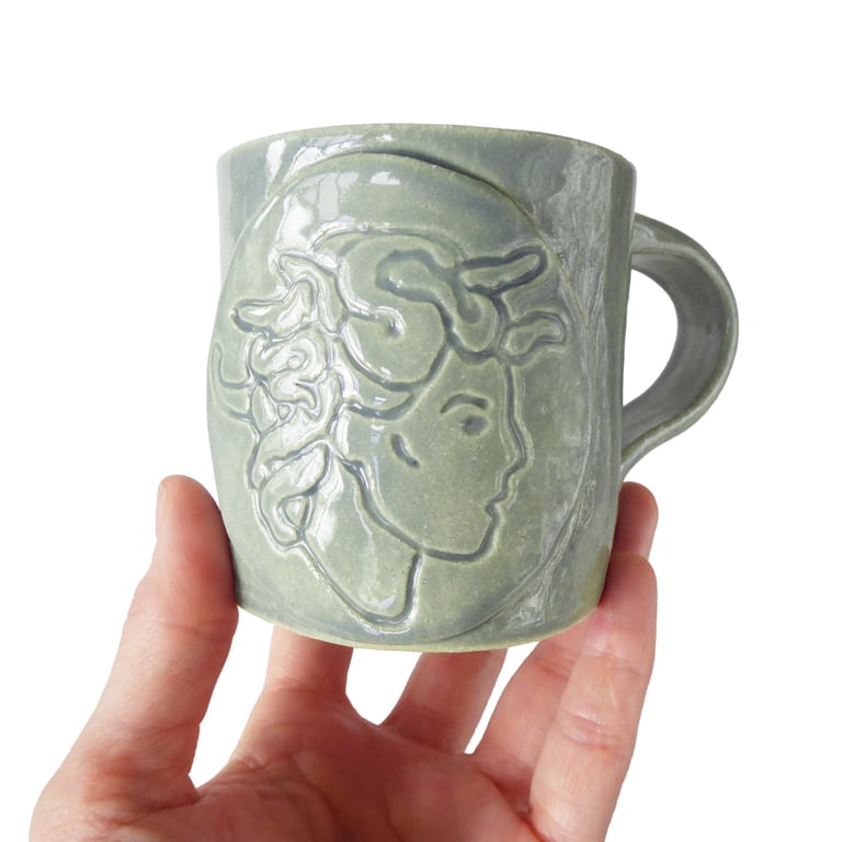 Medusa Art Mug - Hand Built Stoneware Pottery