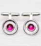 Handmade sterling silver cufflinks, pink corundum gemstones, stone choice 