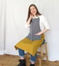 Stripe Denim and Mustard Canvas Apron, Adjustable Crossback Design No23.1 - Image 1