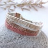 Hand Woven Friendship Bracelet in Dusky Peach, Coffee and Beige