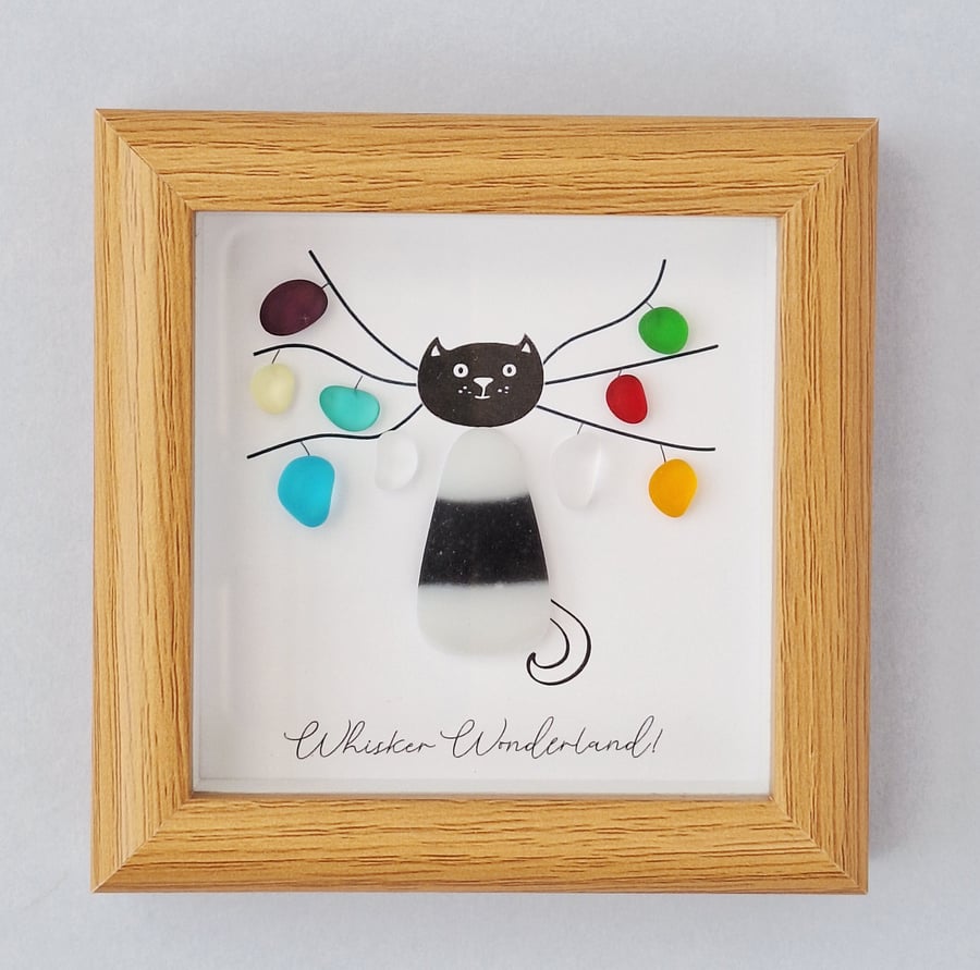 Mini "Whisker Wonderland" Christmas Art - Wood Frame