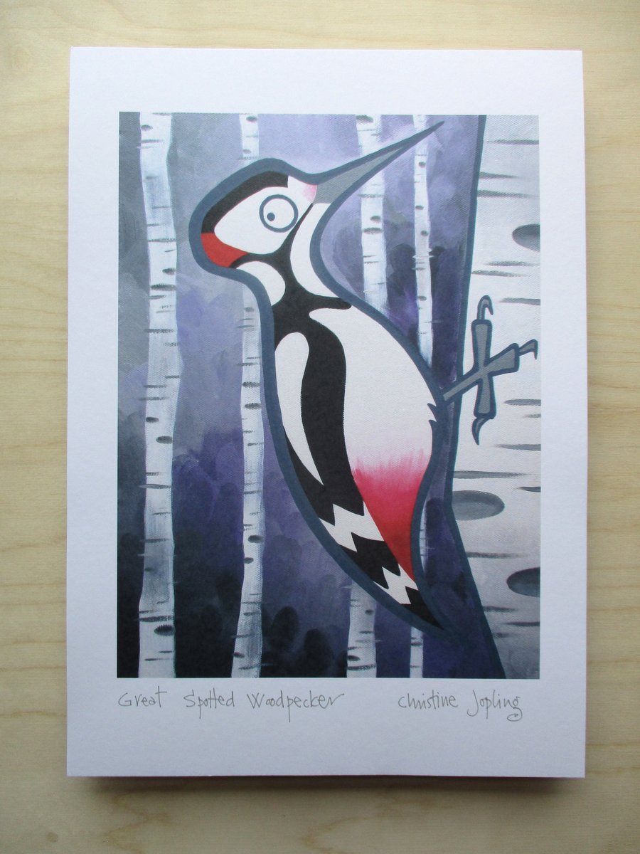 A4 British Bird Print - Great Spotted Woodpecker