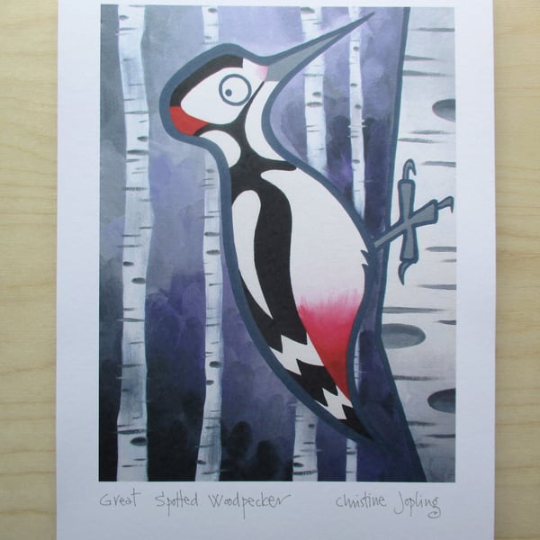 A4 British Bird Print - Great Spotted Woodpecker