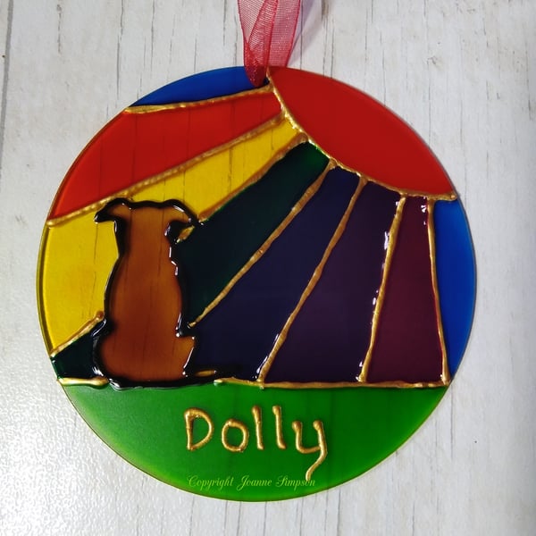 Pet memorial Terrier Rainbow sunshine sun catcher decoration