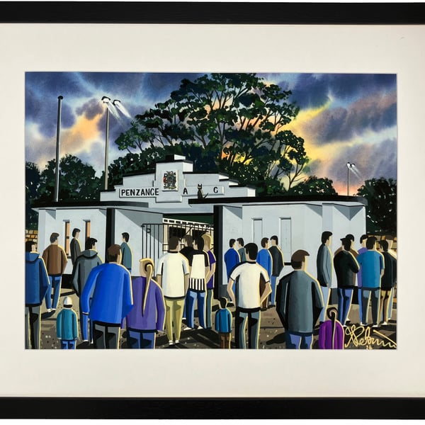 penzance AFC, Penlee Park Framed Football Art Print. 20" x 16" Frame Size
