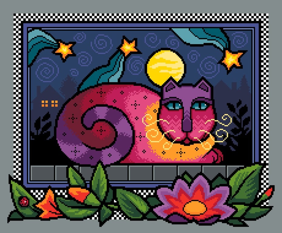 083 - Colourful Cat Series - Fabulous Feline Cat - Cross Stitch Pattern