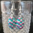 Mosaic polymer clay earrings on silver plated earhooks