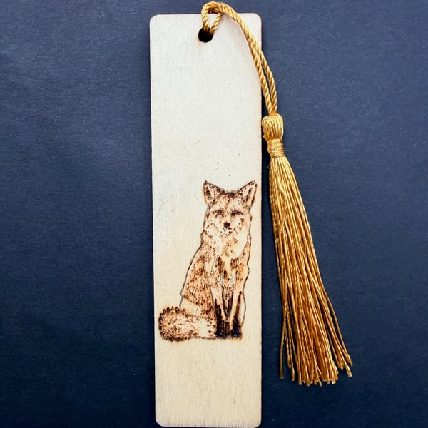 British fox pyrography bookmark