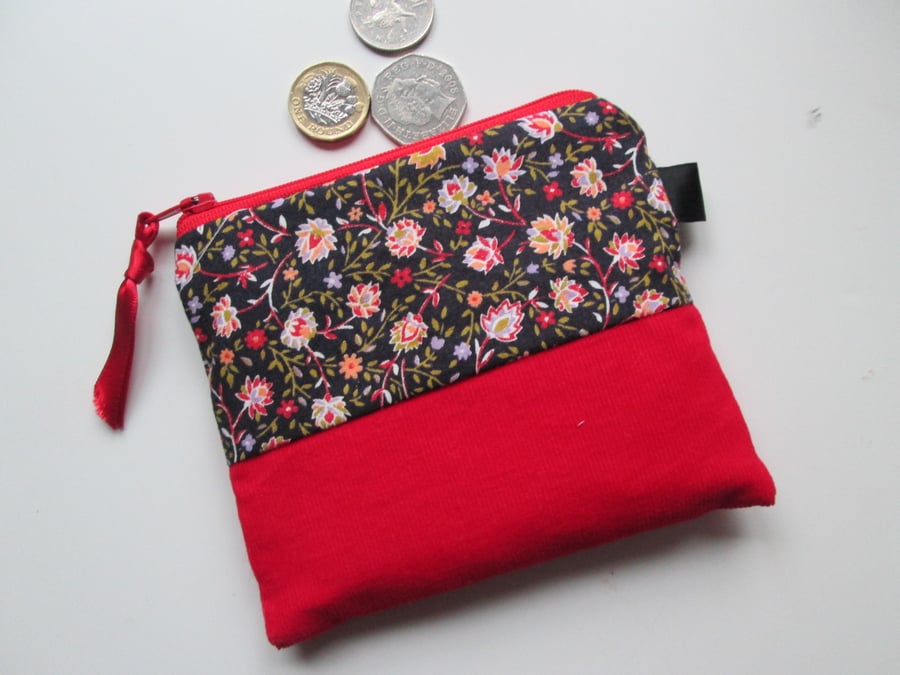 Floral Printed Cord Coin Purse