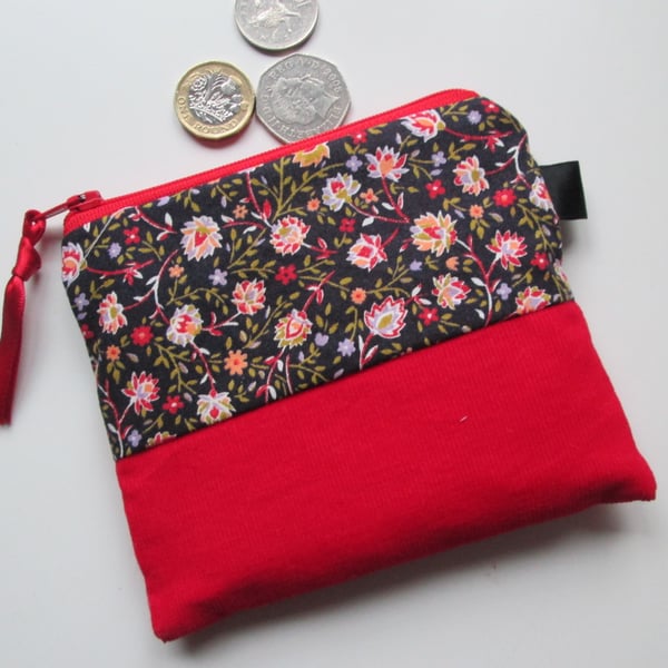 Floral Printed Cord Coin Purse