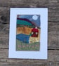 Textile landscape.  Upcycled fabric hand stitched picture  - Image 1