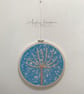 Linocut Embroidered Circular Hoop Hanging on Canvas - Agapanthus Seedhead - Image 3