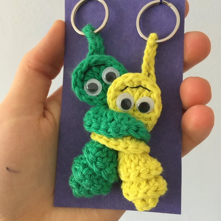 Crochet Friendship Bug Keyring, Yellow And Green