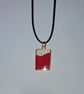 Handmade epoxy resin red and clear rectangular pendant on  black waxed cord - Image 2