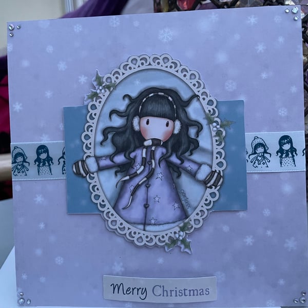 Gorjuss girl cute christmas card plus large matching tag