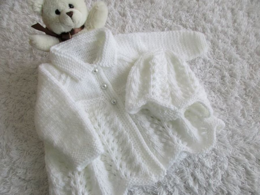 14" Newborn Matinee Coat and  Hat Set