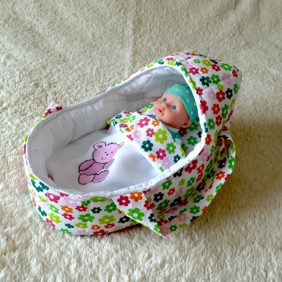 Small Doll's Carrycot with Free Doll