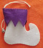 Handmade Elf Boot Christmas Cream and Purple
