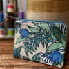 Vintage Flower Waltz linen coin purse zip pouch reclaimed seventies fabric