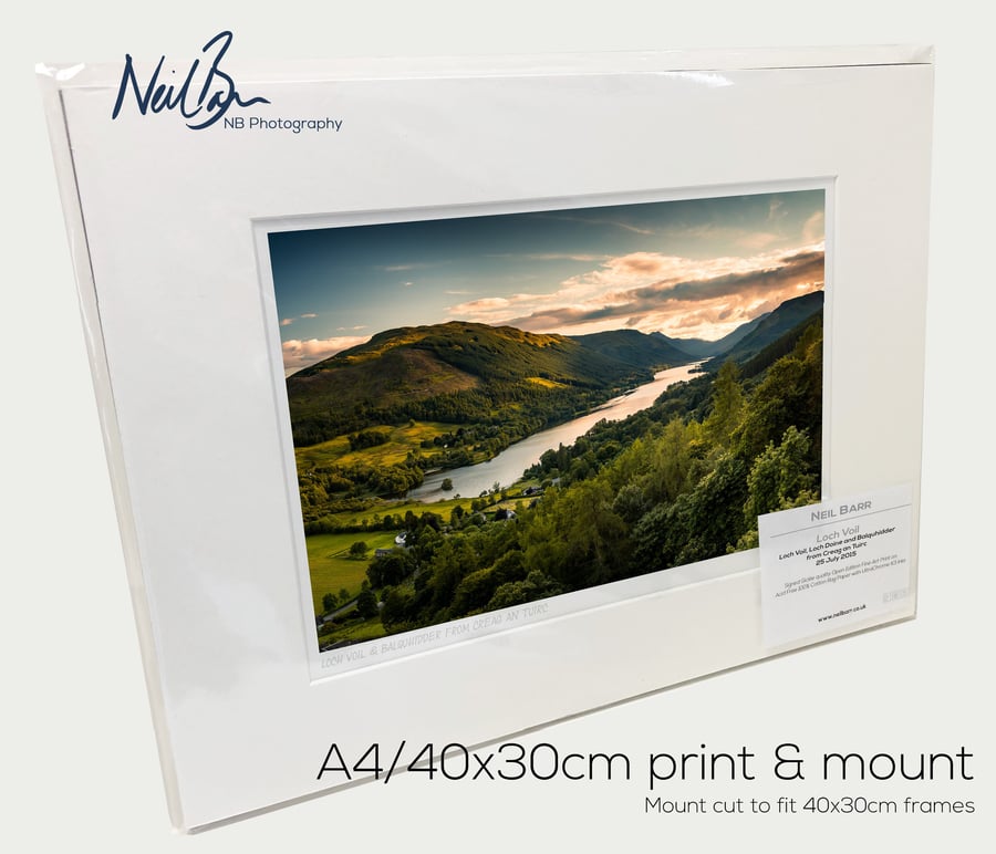 Loch Voil, Doine & Balquhidder from Creag an Tuirc - A4 (40x30cm) Unframed Print